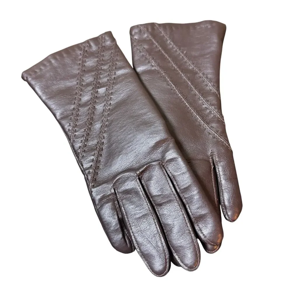 Vintage Ladies Van Realte Brown Lined Driving Gloves